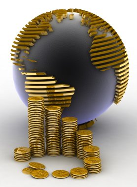 birçok altın sikke ile Altın Küre