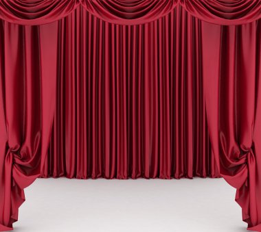 Açık kırmızı tiyatro perdesi. illüstrasyon