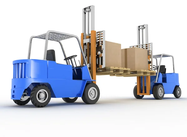 Two loaders with cargo on a white — Stock Photo, Image