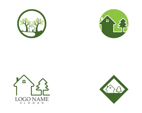 Construção Home Natureza Logotipo Vetor Modelo — Vetor de Stock