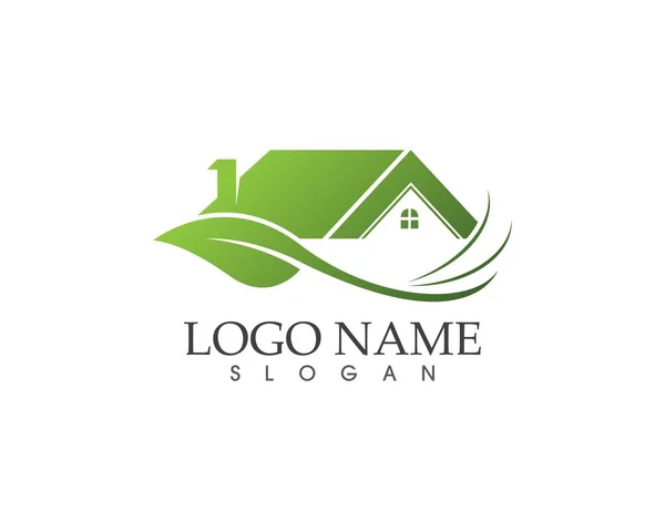 Bâtiment Maison Nature Logo Vecteur Modèle — Image vectorielle