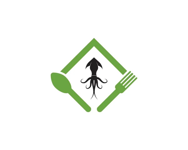 Calamar Resto Logo Vector Plantilla — Vector de stock