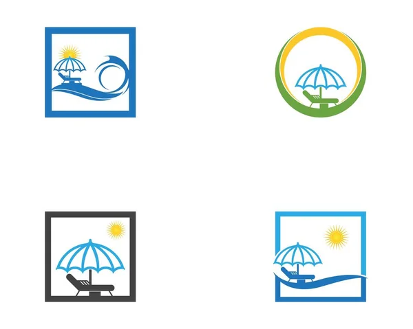 Umbrella Beach Holidays Logo Vector — Stock Vector