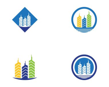 Modern şehir siluet logo vektör şablonu