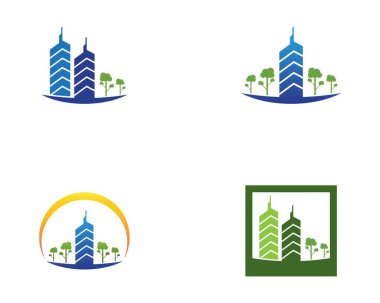 Modern şehir siluet logo vektör şablonu