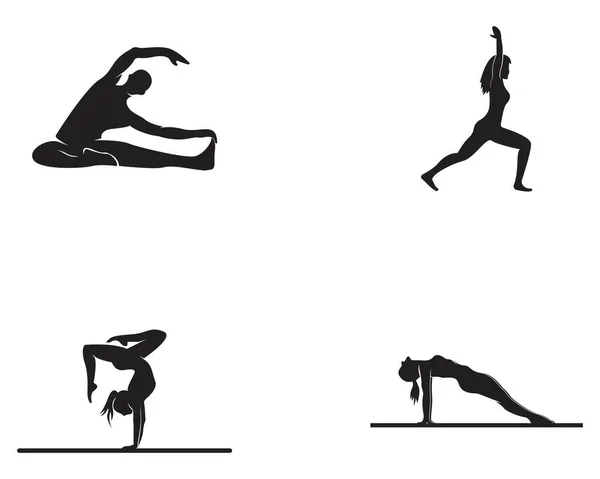 Athletisch Yoga Logo Vektor Silhouette — Stockvektor