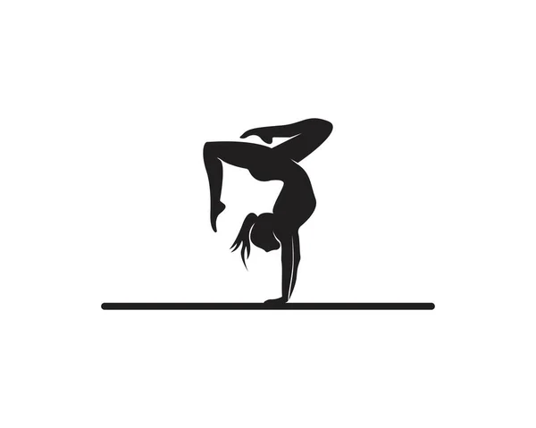 Athletic Yoga Logo Vector Silhouette — Stock Vector