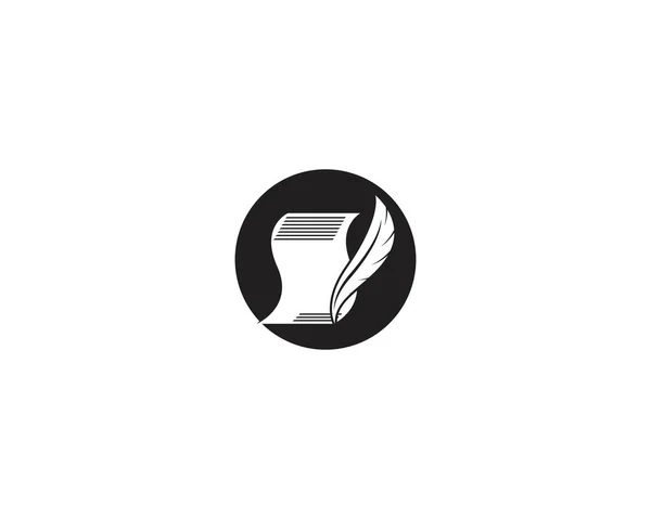 Veer Pen Schrijven Logo Sjabloon — Stockvector