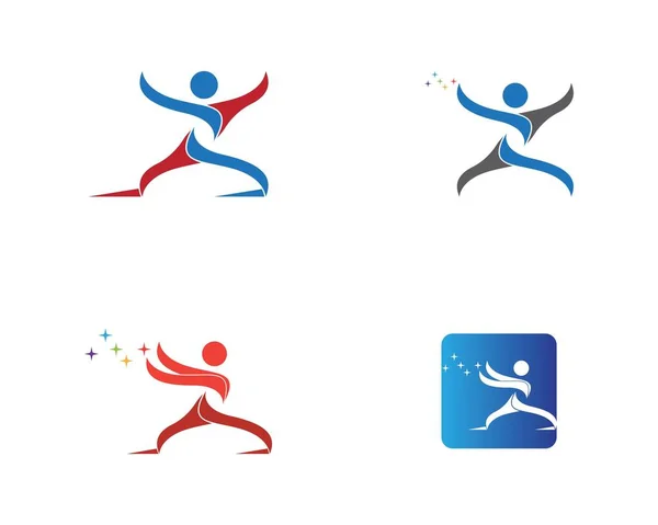 Correndo Pessoas Esporte Ícone Logotipo Modelo —  Vetores de Stock
