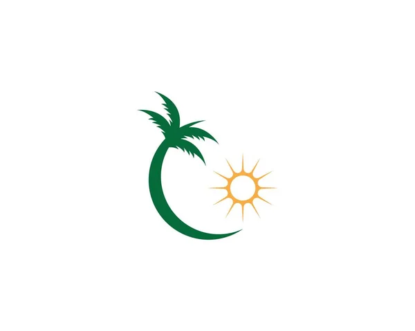 Palma Ola Playa Vacaciones Logotipo Plantilla — Archivo Imágenes Vectoriales