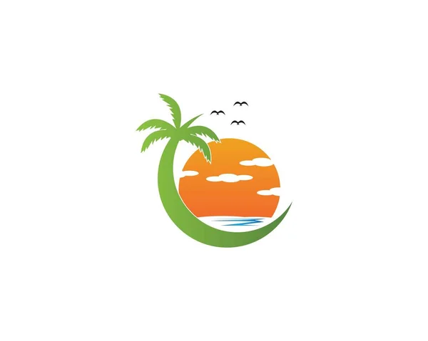 Palmera Playa Vacaciones Logo — Archivo Imágenes Vectoriales