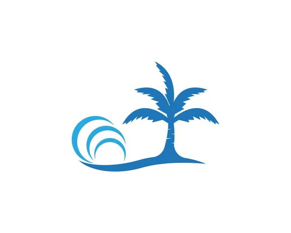 Palm Träd Strand Semester Logotyp Vektor — Stock vektor