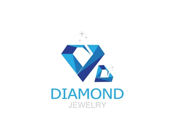 Diamant Bleu Bijoux Logo Vecteur — Image vectorielle