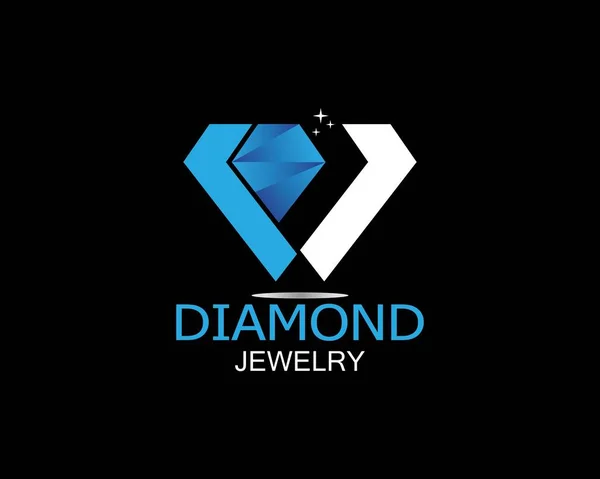 Blauwe Diamant Sieraden Logo Vector — Stockvector