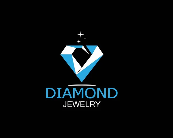 Blauer Diamant Schmuck Logo Vektor — Stockvektor