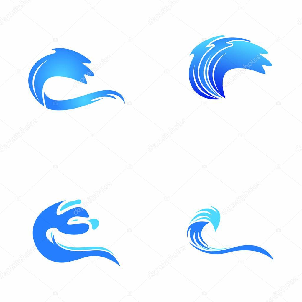 Water wave icon vector illustration design logo