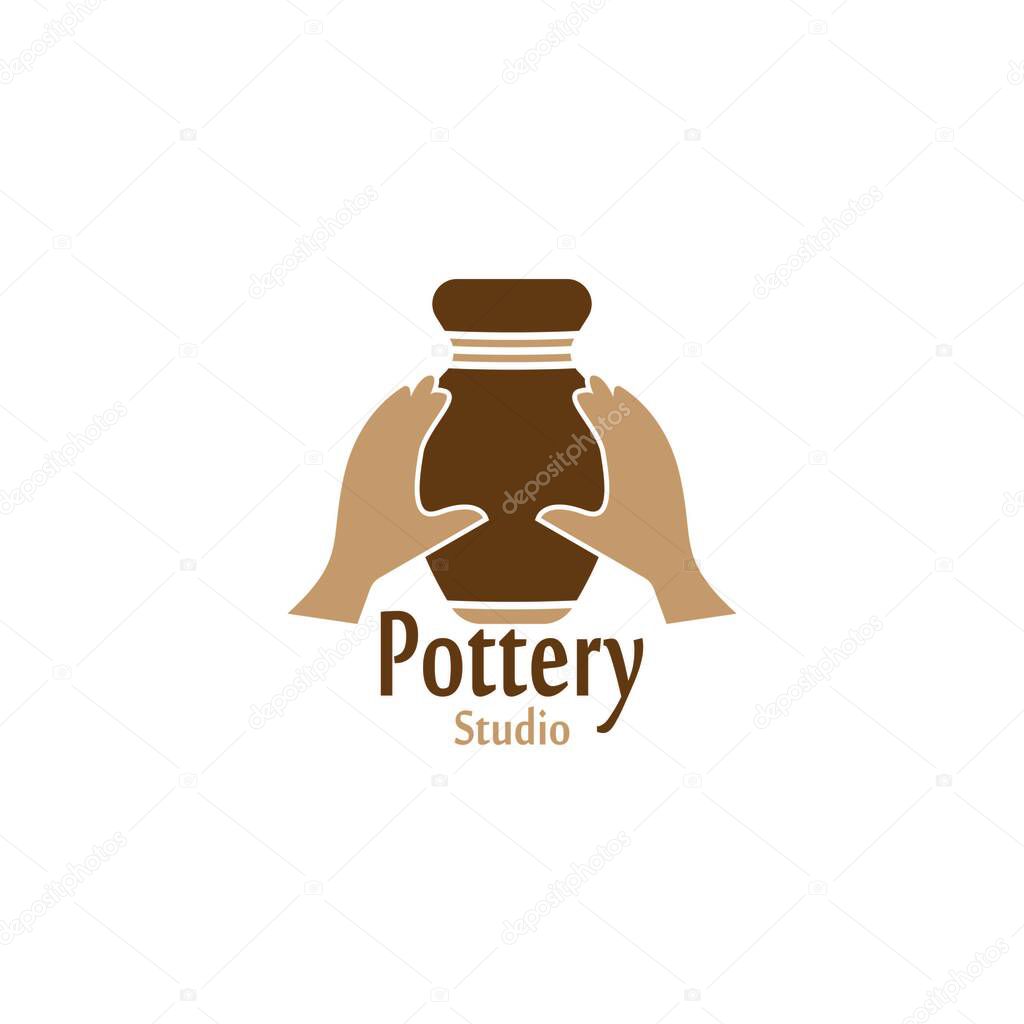 Pottery workshop studio logo vector template