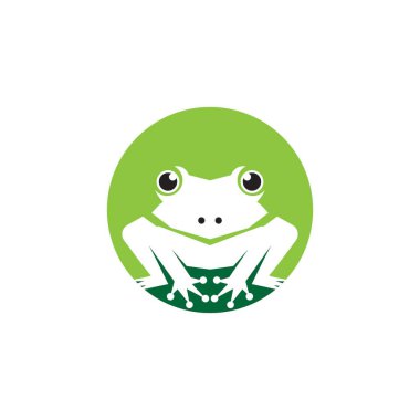 Yeşil kurbağa simgesi ve sembol vektör illüstrasyonu