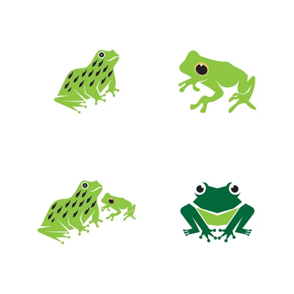 绿色青蛙图标和符号矢量插图 — 图库矢量图片