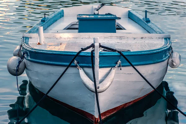 Close Van Oude Houten Visser Blauwe Boot Kroatië — Stockfoto
