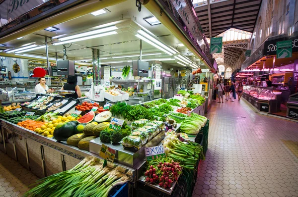 VALENCIA, SPAIN - JULY 14: Shopping in the Colon market. The bui