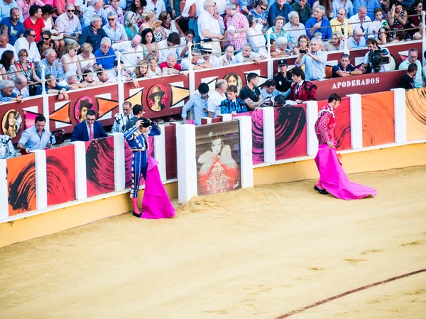 Malaga, Spanien - 18 augusti: tjurfäktning på 18 augusti 2015 i Malag — Stockfoto