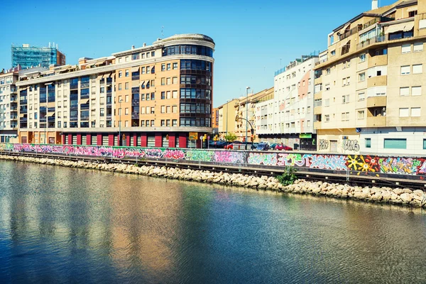 Vista sobre o rio Guadalmedina em Málaga — Fotografia de Stock