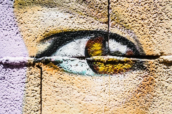 Close-up of eye graffiti on wall — Stock Photo, Image