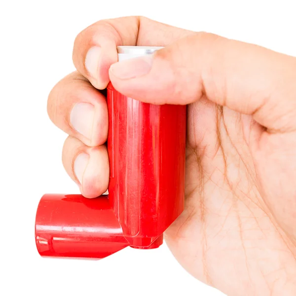 Roter Asthma-Inhalator — Stockfoto