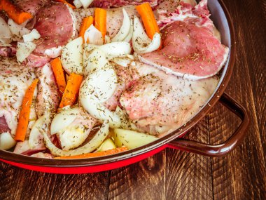 Domuz eti ve tavuk pişirme