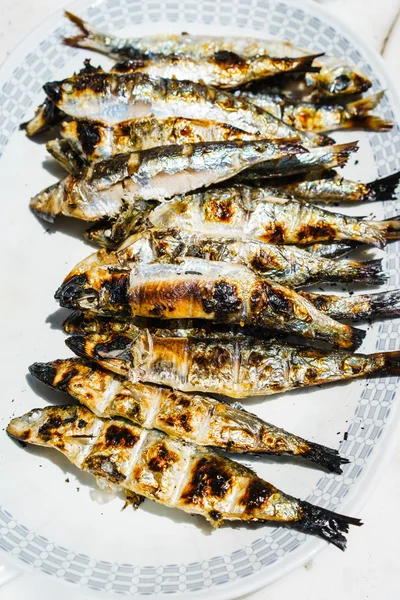 Pile of grilled fish — Stock Photo, Image