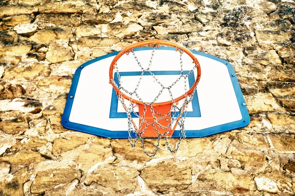 Anello da basket con rete a catena — Foto Stock