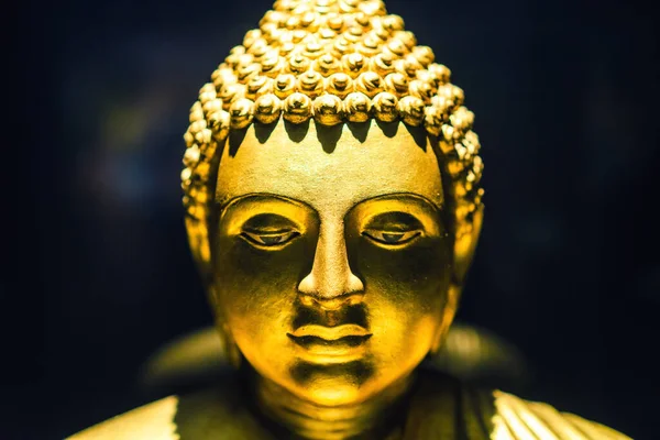 Head Statue Painted Golden Color Half Closed Eyes — Stock Photo, Image