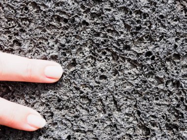 İspanya 'nın Lanzarote kentindeki volkanik taş arka planı