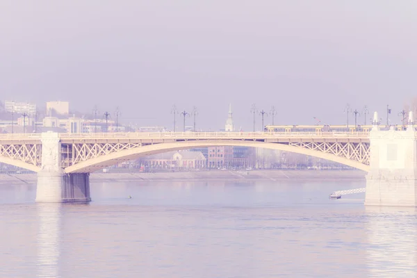 Orçamento Hungria Dezembro 2017 Vista Ponte Margaret Sobre Rio Danúbio — Fotografia de Stock