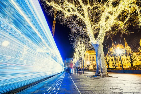 Budapest Hungría Diciembre 2017 Tranvía Histórico Funcionamiento Desde 1866 Red —  Fotos de Stock