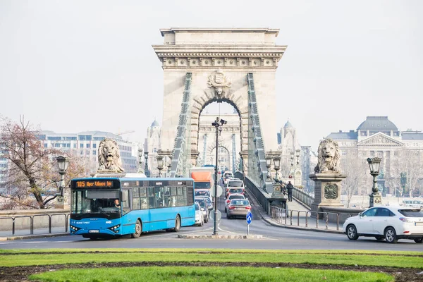 Budapest Hungary Aralik 2017 Szechenyi Zinciri Köprüsü Buda Pest Arasında — Stok fotoğraf