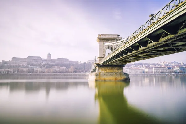 Pont Chaînes Sur Danube Budapest Hongrie — Photo