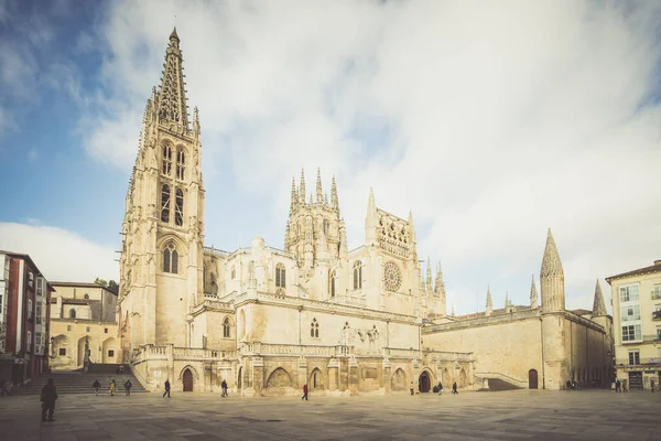 Burgos Spain 2016 Front View Gothic Style Roman Catholic Cathedral — Stock Photo, Image