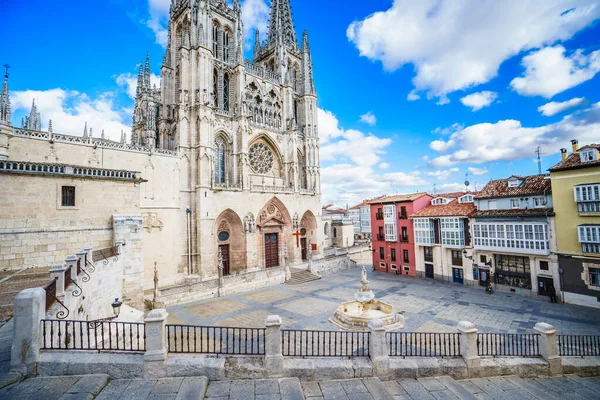 Burgos España 2016 Vista Frontal Catedral Católica Romana Estilo Gótico —  Fotos de Stock