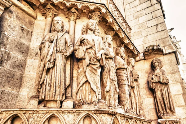 Catedral Burgos Espanha 2016 Estátuas Fachada Antiga Catedral — Fotografia de Stock