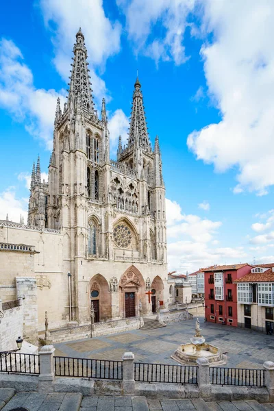 Burgos Espanha 2016 Vista Frontal Catedral Católica Romana Estilo Gótico — Fotografia de Stock
