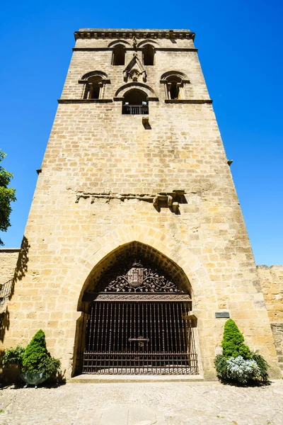 Alava スペイン 2016年8月6日 青空に鉄の門がある中世の塔 — ストック写真