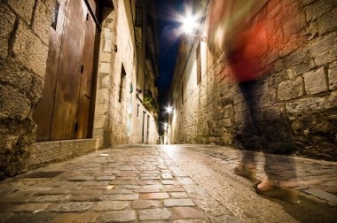 Girona gece, Catalonia, İspanya