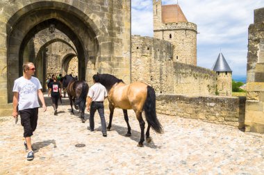 CARCASSONNE,FRANCE - JULY  25: medieval city of Carcassonne on J