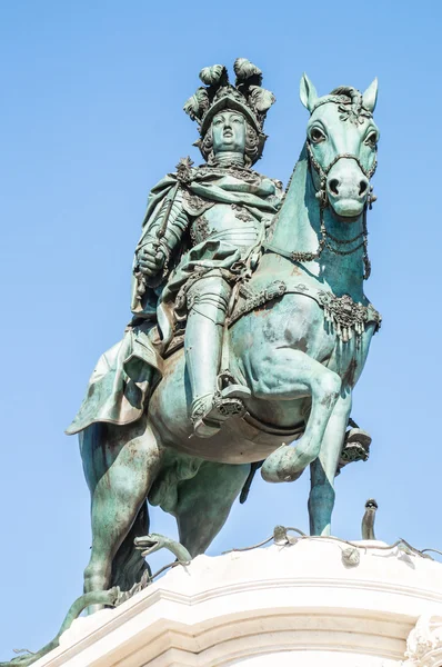 Historic equestrian monument of King D.Jose I in Comercio Square in Lisbon, Portugal — Stock Photo, Image