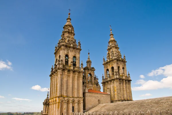 在 Santiago 德孔波斯特拉，西班牙的大教堂 — 图库照片