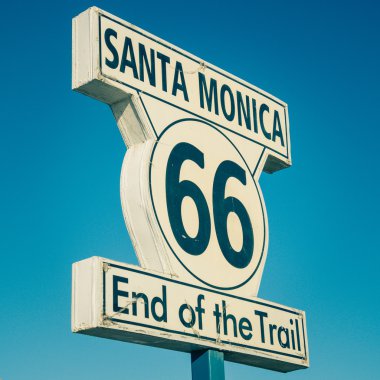 Los Angeles, Amerika Birleşik Devletleri - 20 Eylül: Route 66 işareti Santa Monica b
