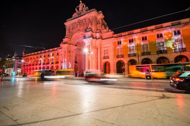 LISBOA, PORTUGAL - NOVEMBER: Christmas lights in Arco da Rua Augusta on November 30, 2013 in Lisbon, Portugal. The arch was built to commemorate the city's reconstruction after the 1755 earthquake.