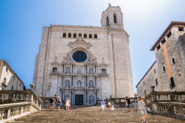 Girona, İspanya - 18 Temmuz: Tarihi merkez görünümünü üzerinde 18 Temmuz 201